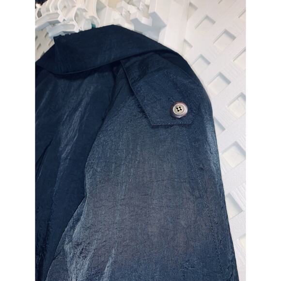 Sz 10 Vtg Maggie Lawrence Long Trench Rain Coat Black Belted Zip Out Lining EUC - Picture 16 of 16